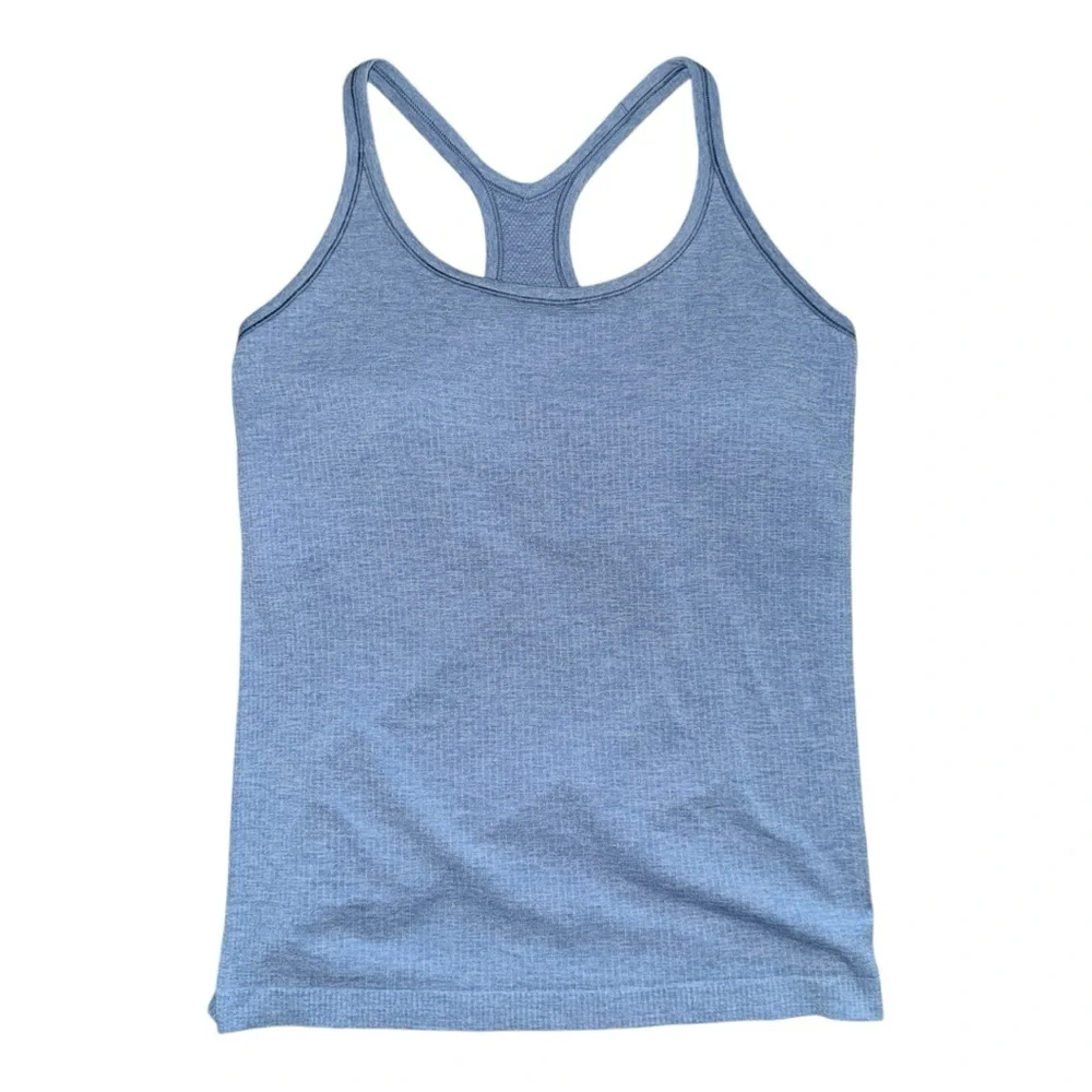 Lululemon Ebb to Street Tank Top B/C Cup Yoga Seamless Washed Denim Size 12 NWT - Picture 3 of 8